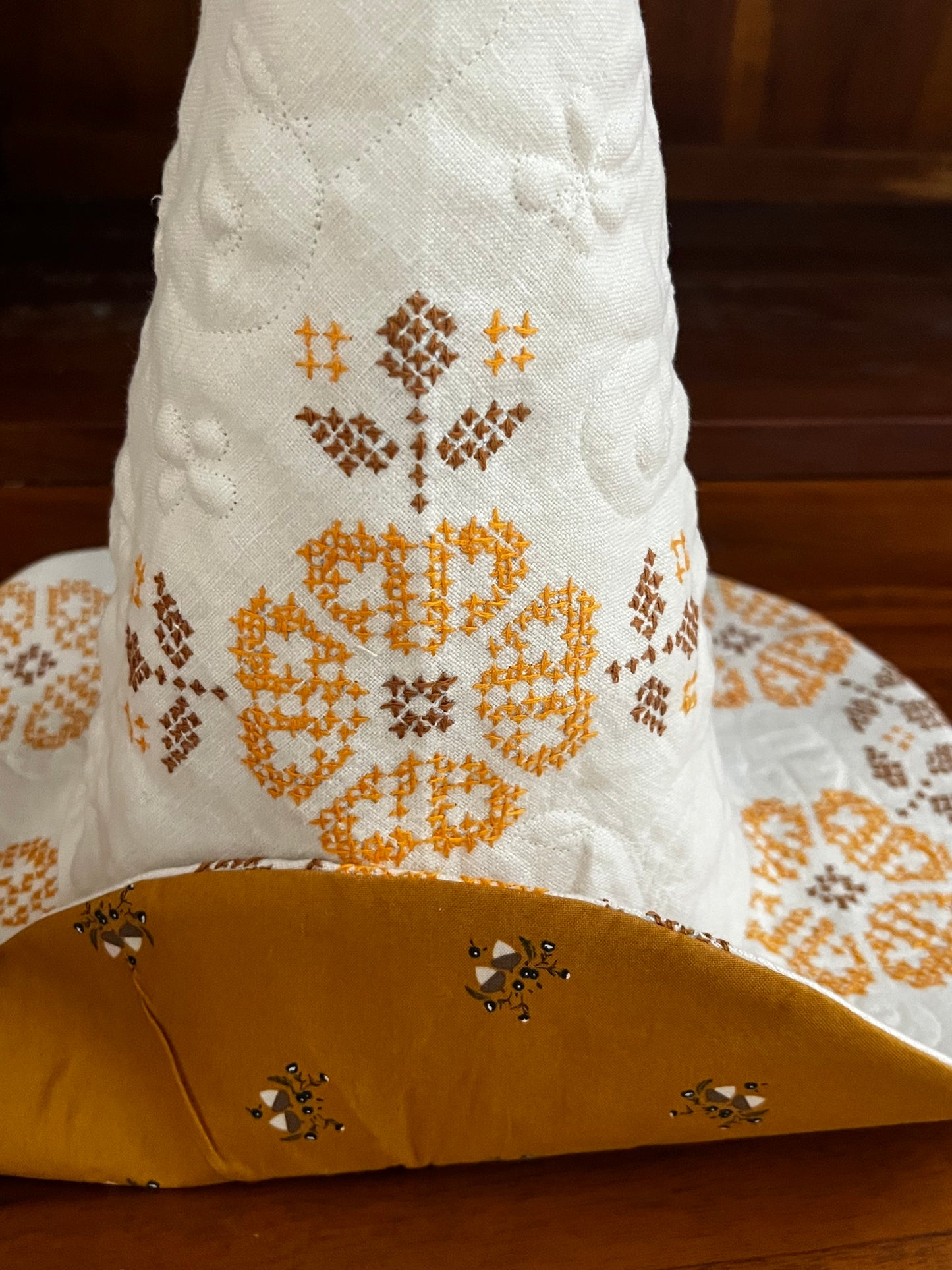 Fall floral medallion witch hat