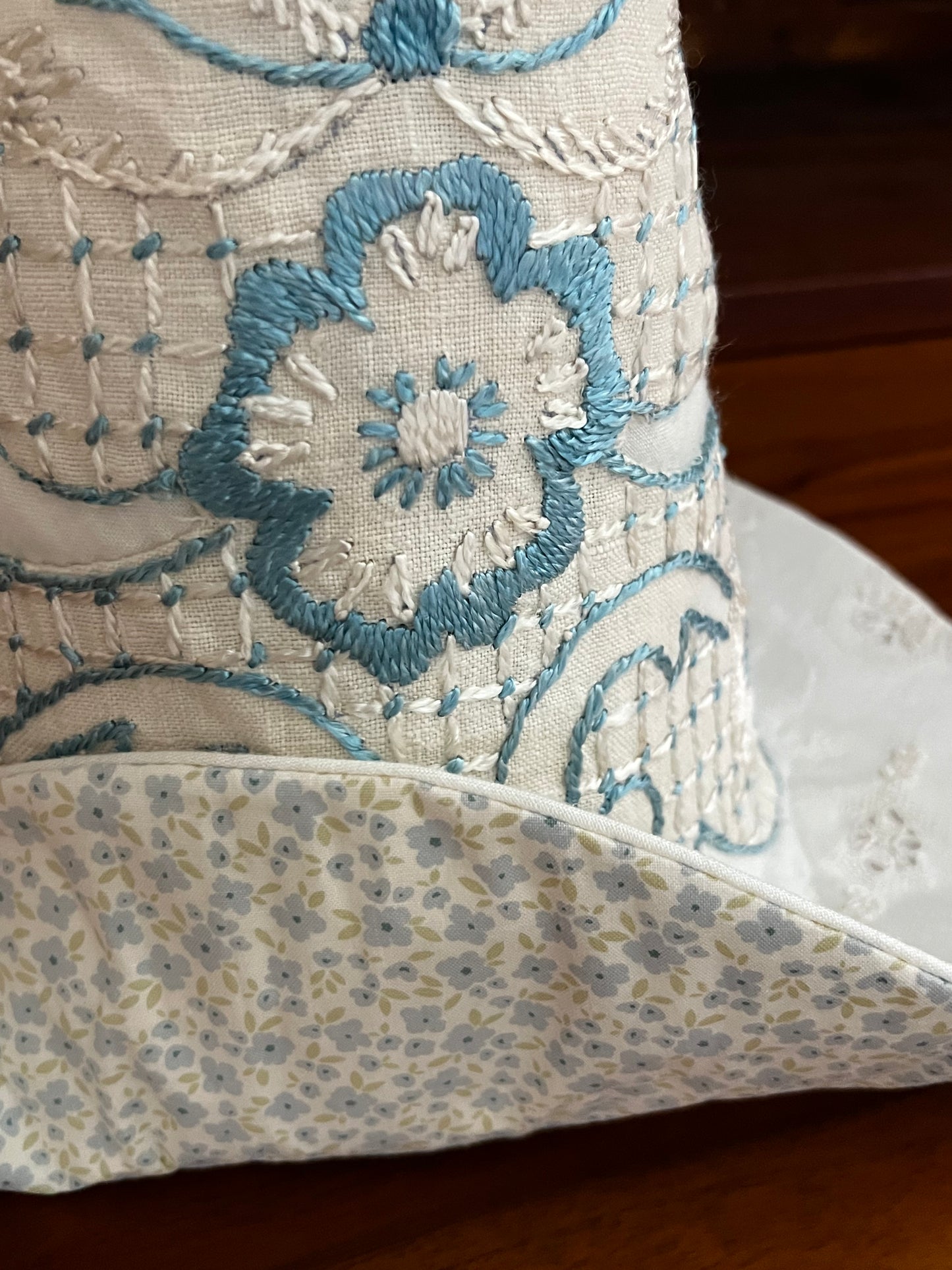 Beautiful blue vintage embroidered witch hat