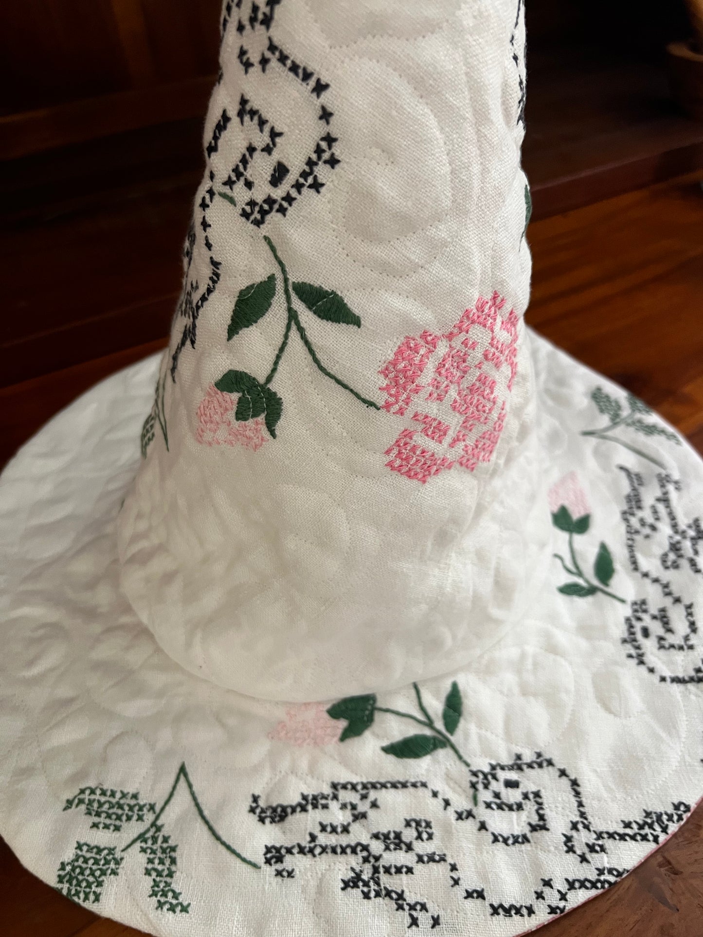 rose embroidered hat