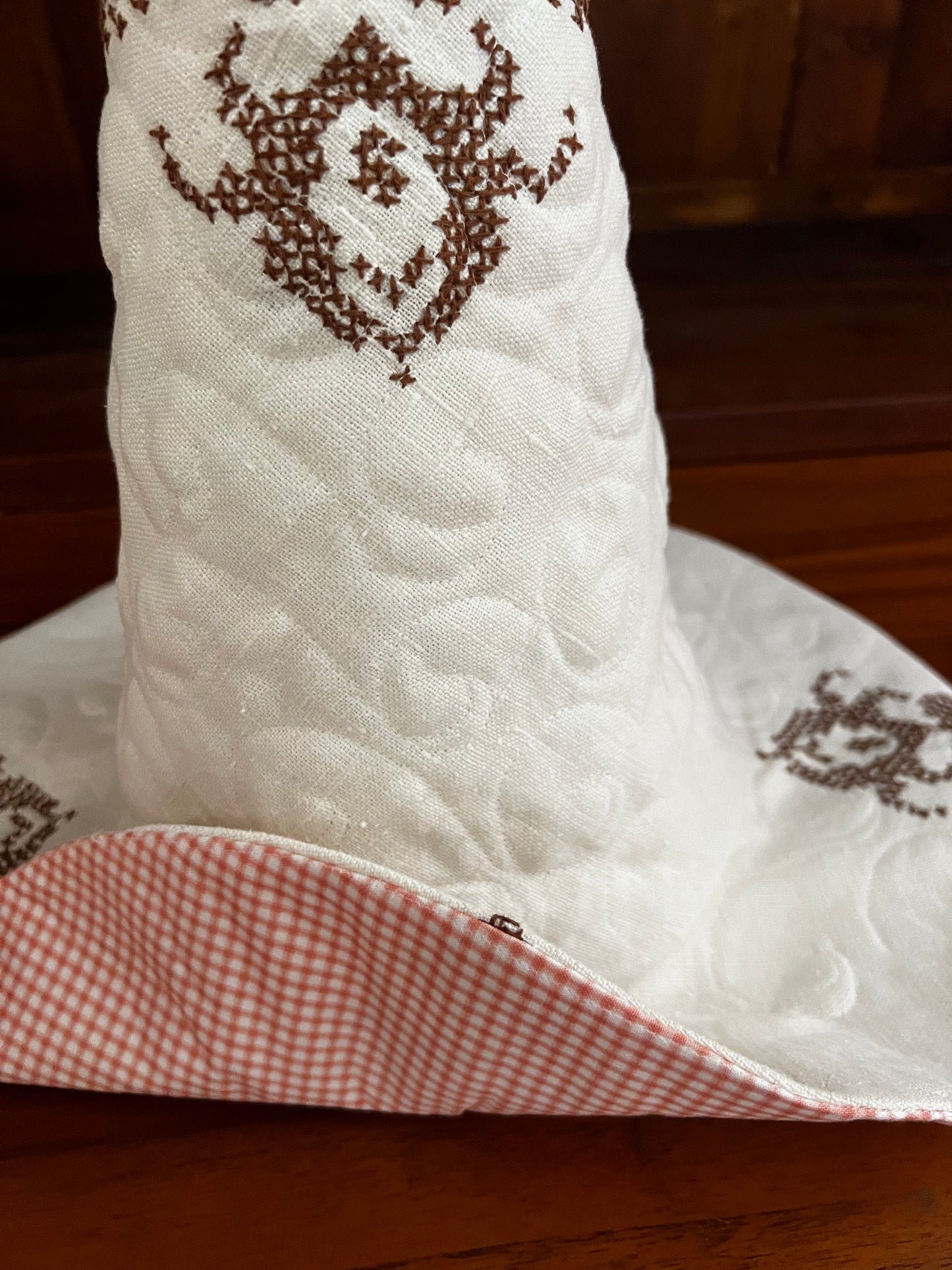 Quilted vintage linen witch hat