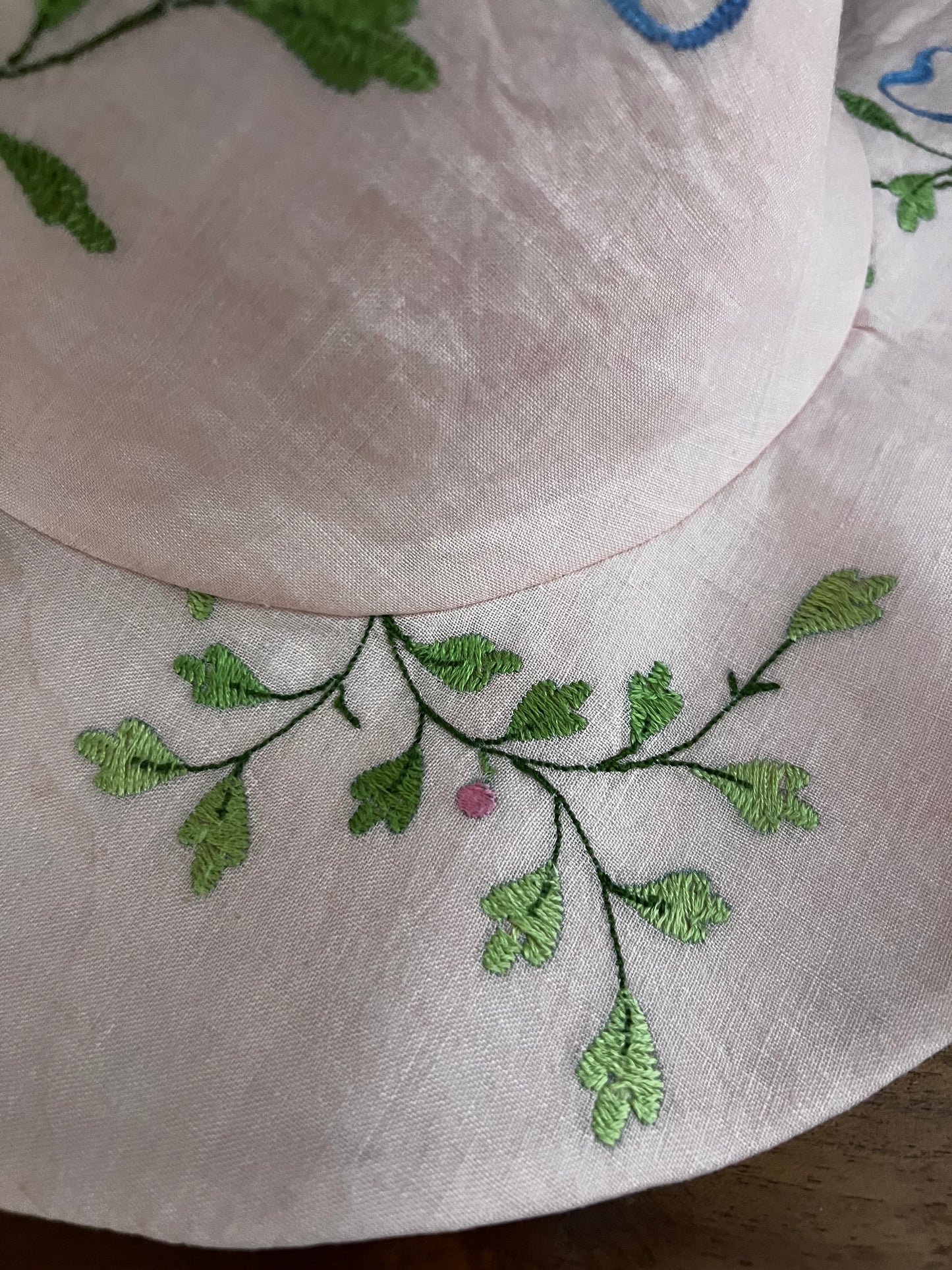 Delicate pink voile embroideded witches hat