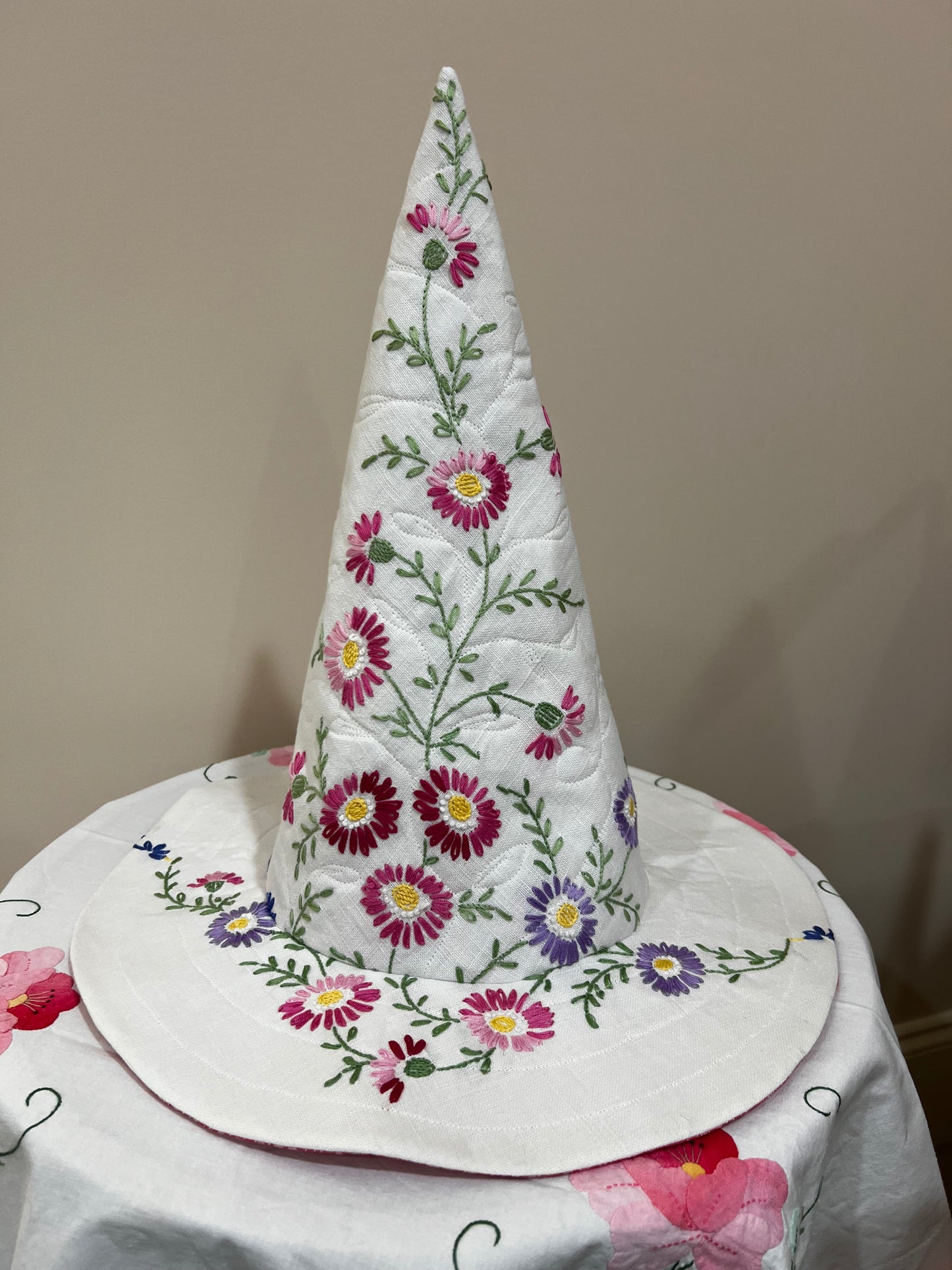 Lovely multicolor embroidered and quilted hat