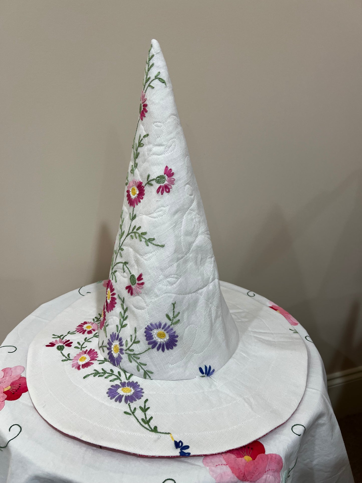 Lovely multicolor embroidered and quilted hat