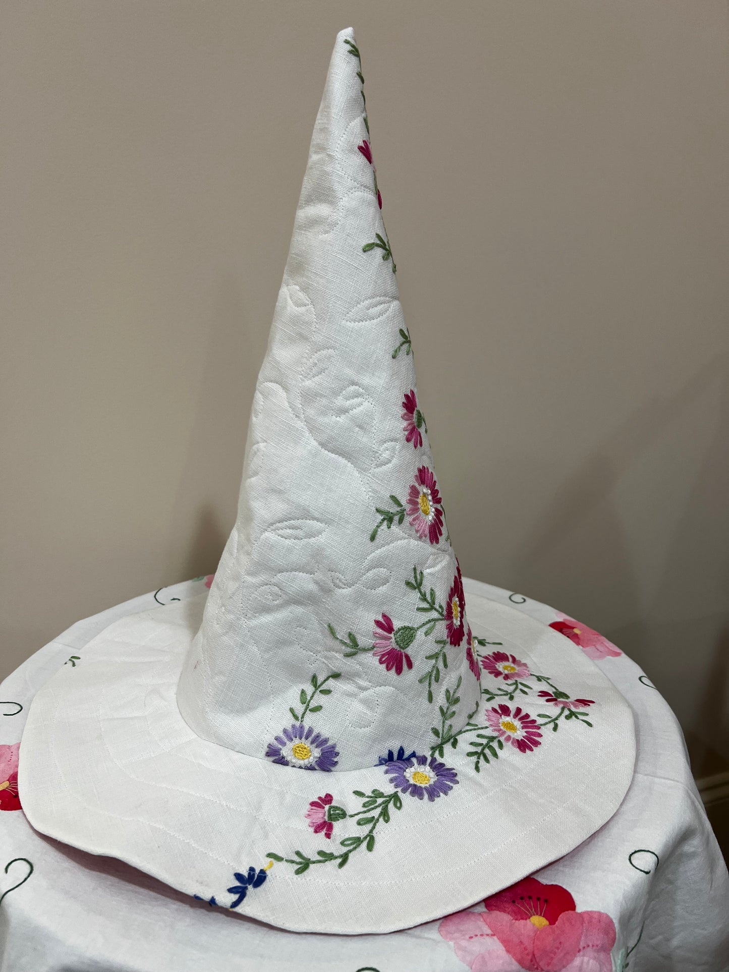 Lovely multicolor embroidered and quilted hat