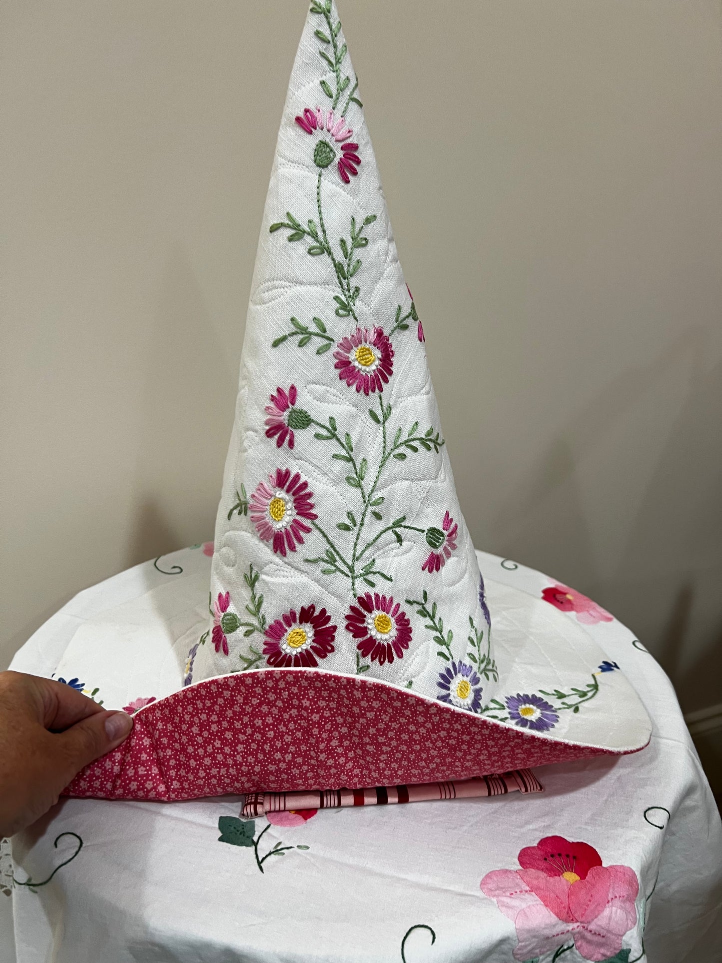 Lovely multicolor embroidered and quilted hat