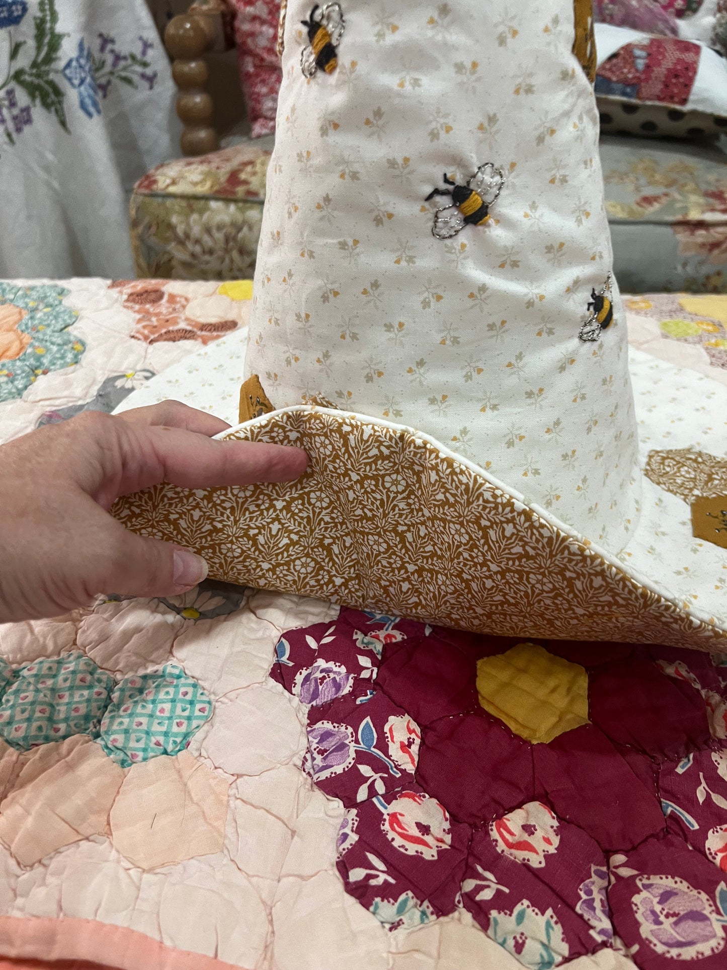 Honeycomb and bee hat