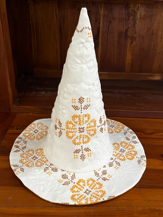 Fall floral medallion witch hat
