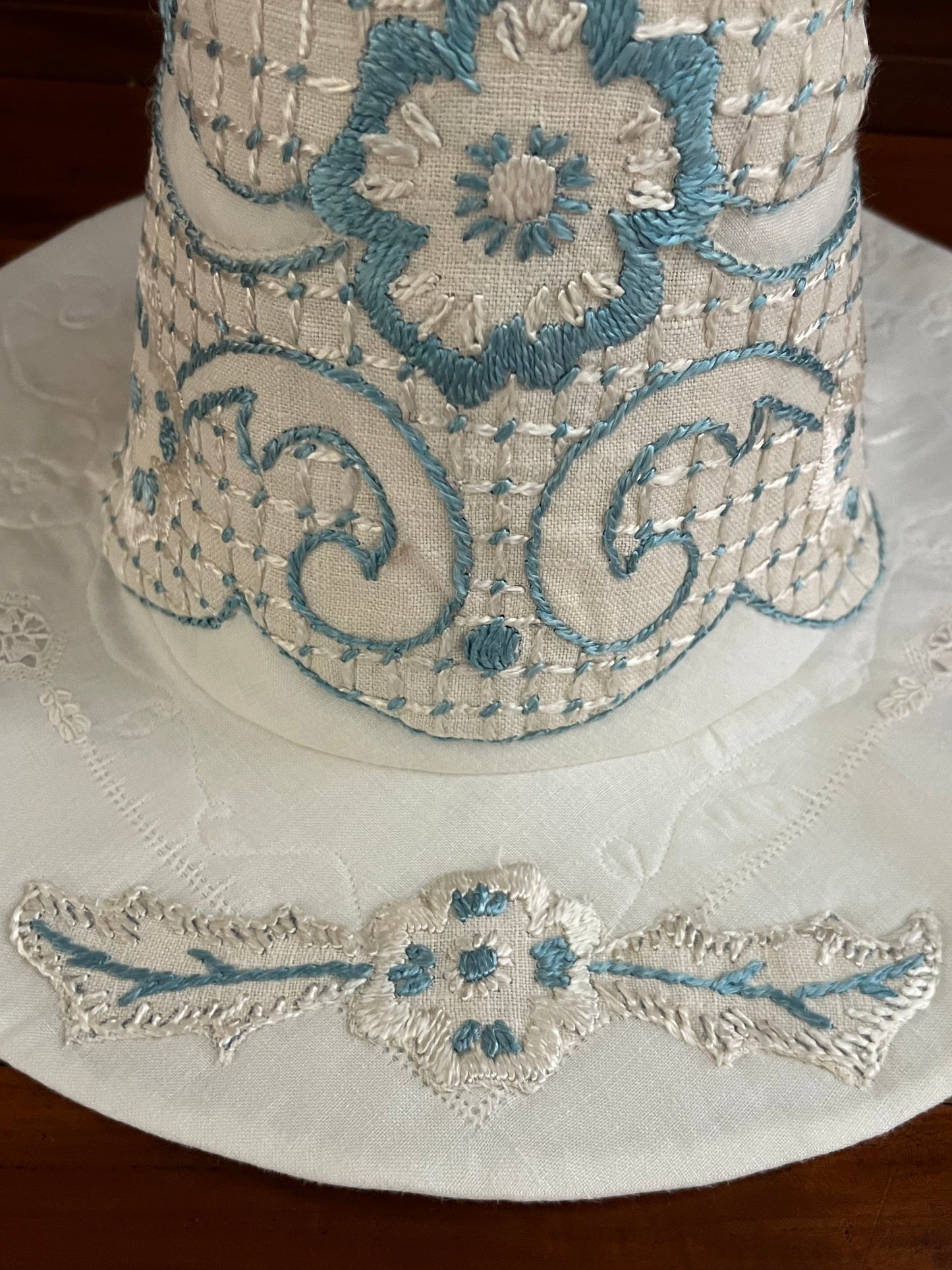 Beautiful blue vintage embroidered witch hat