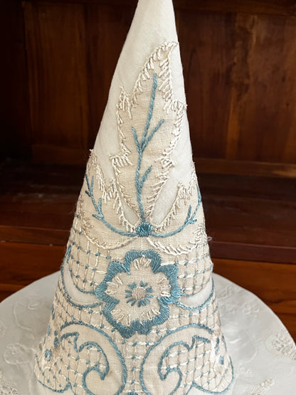 Beautiful blue vintage embroidered witch hat