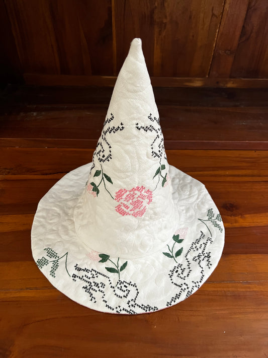 rose embroidered hat