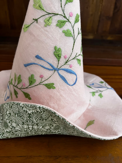 Delicate pink voile embroideded witches hat