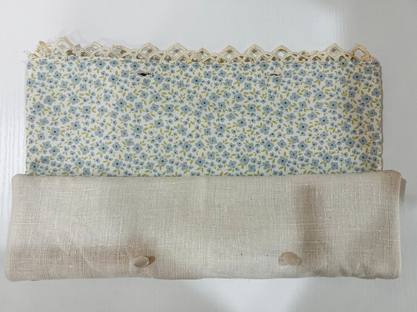 Lovely blue and pearl embroidered candle holder